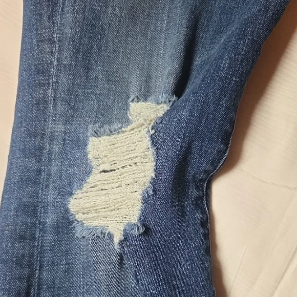 MOTHER Distressed Flare Jeans in Blue - Picture 10 of 13